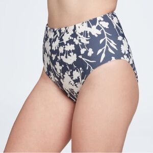 Calia High Rise Sculpting Bikini Bottom SMALL Floral Ardosia Slate blue print